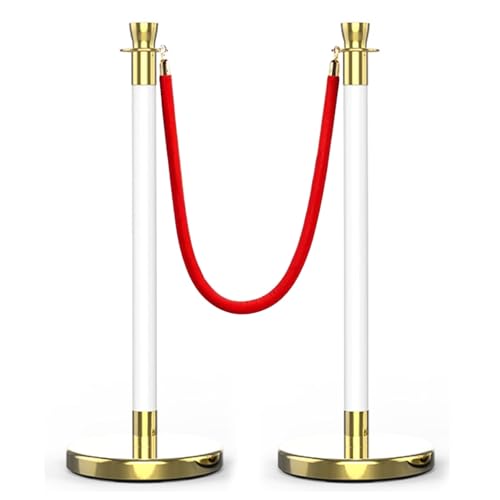 2 Personenleitsystem Absperrband mit Samtseil Einziehbar Crown Top für Warteschlangen Partys Ausstellungshallen(White) von YLLSMGS