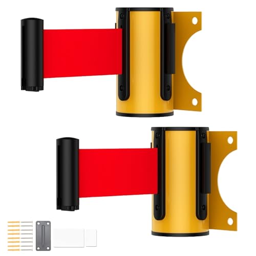 2 Stück Personenleitsystem Absperrband Robuster Edelstahl für Einzelhandel Flughäfen Banken Hotels(Yellow,200cm/6.6ft) von YLLSMGS