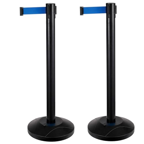 2er-Set Personenleitsystem Absperrband Wasserbefüllbarem Sockel für Partys Warteschlangen und Aktivitäten(Black,300cm/10ft) von YLLSMGS