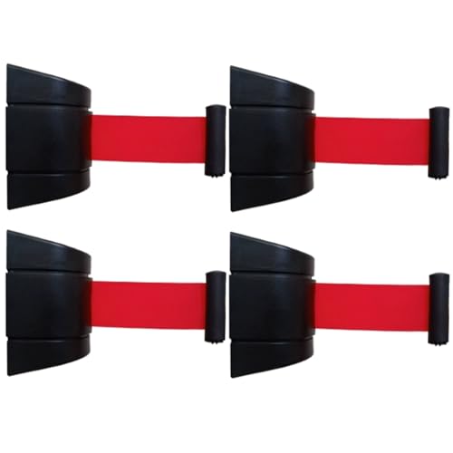 4 Zur Personenleitsystem Absperrband Wandmontage aus Robustem ABS für Spielplätze Parks Hotelflure Treppenhäuser und Gänge(Black,200cm/6.6ft) von YLLSMGS