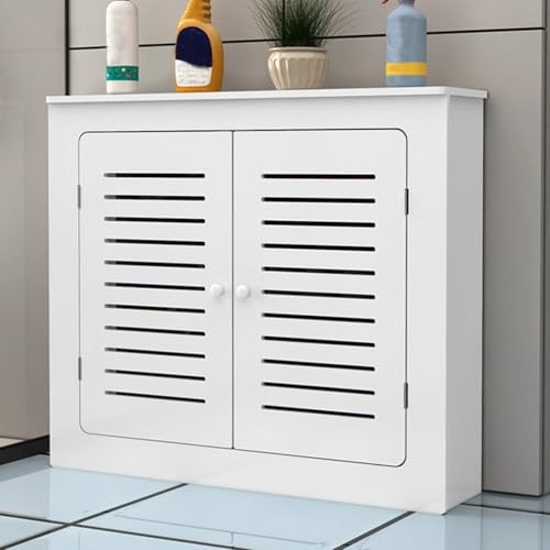 Abdeckung Heizkörper Heizkörperverkleidung Vierseitig mit 2 Türen für Schlafzimmer Wohnzimmer Badezimmer(90x80x25cm/35x31x10in) von YLLSMGS
