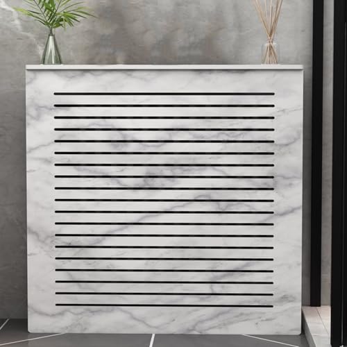 Heizkörper Verkleidung Abdeckung Heizkörper aus PVC mit Horizontalen Lamellen Schnell Zu Verbinden für Wohnzimmer Schlafzimmer(70x80x25cm/28x31x10in) von YLLSMGS