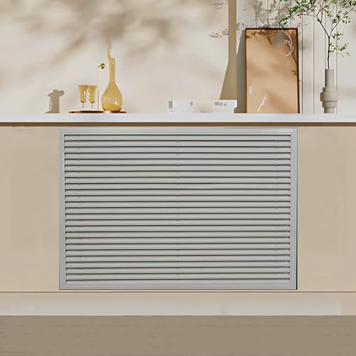 Heizkörper Verkleidung Heizungsverkleidung mit Lamellendesign Hohl Schnell Montierbar für Homeoffice Schlafzimmer Flur(Gray,150x60cm/59x24in) von YLLSMGS