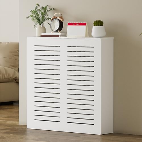 Heizkörperverkleidung Abdeckung Heizkörper Modernes Lamellendesign mit Ablagefläche für Homeoffice Wohnzimmer Dekoration(60x60x20cm/24x24x8in) von YLLSMGS