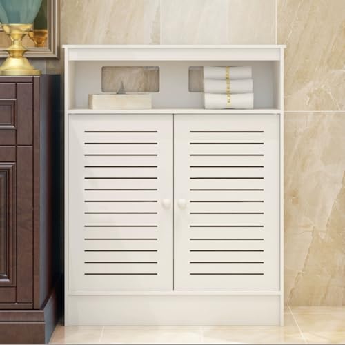 Heizkörperverkleidung Abdeckung Heizkörper mit 2 Türen Ablagefach Holzlamellengitter für Badezimmer und Wohnzimmer(92x90x20cm/36x35x8in) von YLLSMGS