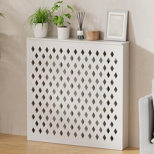 Heizkörperverkleidung Heizkörper Abdeckung Oben Rautenförmiges Gitter Sichtschutz mit Belüftungsöffnungen für Wohnzimmer(80x60x15cm/31x24x6in) von YLLSMGS