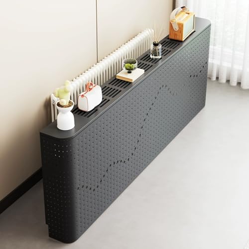 Heizkörperverkleidung Heizungsverkleidung 100 Cm Kohlenstoffstahl Vierseitig Atmungsaktiv für Zuhause Wohnzimmer Schlafzimmer Flur(Black) von YLLSMGS