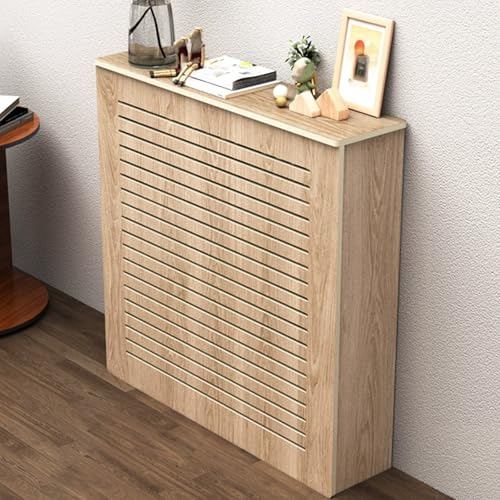 Heizkörperverkleidung Heizungsverkleidung Holz Lamellendesign Moderne Ablagefläche für Homeoffice Wohnzimmer Schlafzimmer(70x80x25cm/28x31x10in) von YLLSMGS