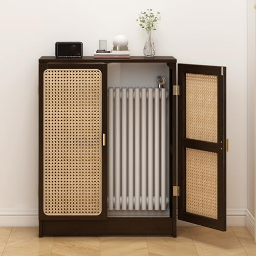 Heizkörperverkleidung Heizungsverkleidung WLAN-Box-Versteck Braunes Rattan-Design für Schlafzimmer Arbeitszimmer(50x25x70cm/20x10x28in) von YLLSMGS