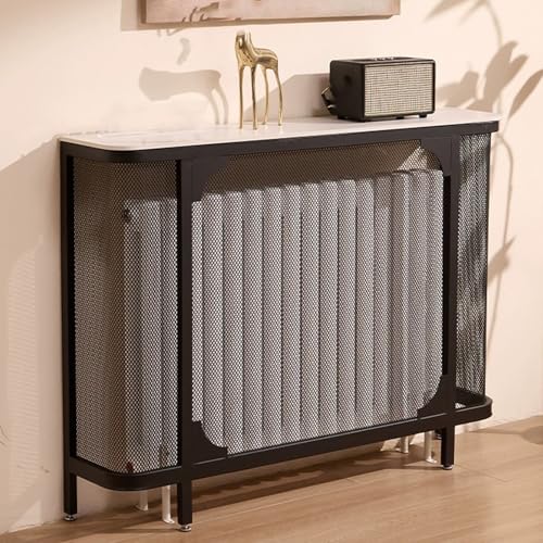 Heizungsverkleidung Heizkörper Verkleidung mit Verstellbaren Füßen für Zuhause Schlafzimmer Büro Heizung Deko-Schränke(Black,80x25x80cm/31x10x31in) von YLLSMGS