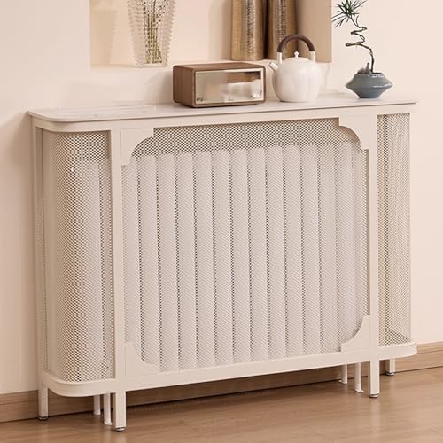 Heizungsverkleidung Heizkörper Verkleidung mit Verstellbaren Füßen für Zuhause Schlafzimmer Büro Heizung Deko-Schränke(White,80x25x80cm/31x10x31in) von YLLSMGS