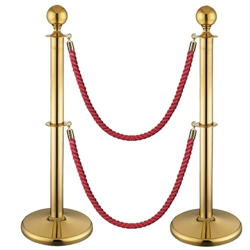 Set mit 2 Personenleitsystem Absperrband Doppellagige Absperrung für Warteschlangen in Einzelhandelsgeschäften und Geschäften(Gold) von YLLSMGS
