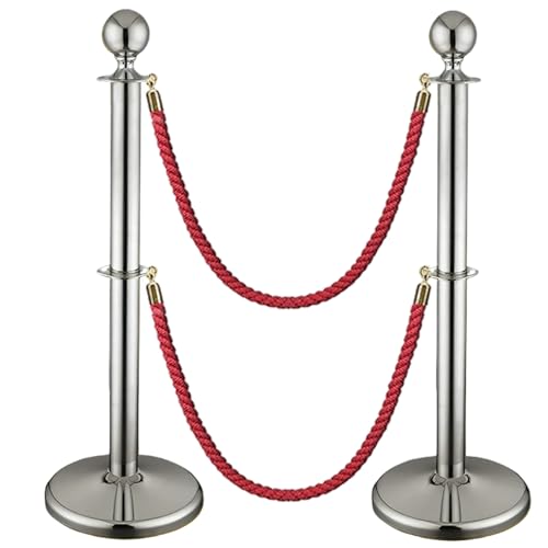 Set mit 2 Personenleitsystem Absperrband Doppellagige Absperrung für Warteschlangen in Einzelhandelsgeschäften und Geschäften(Silver) von YLLSMGS