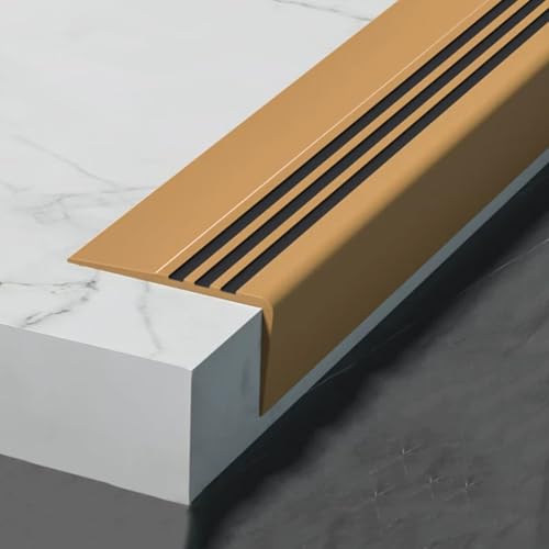 YLLSMGS Treppenkantenprofil Selbstklebende Treppenprofil aus Gummi für Treppenkanten Stufenschutz für Holz Laminat und Fliesen(Brown,250cm/8.2ft) von YLLSMGS