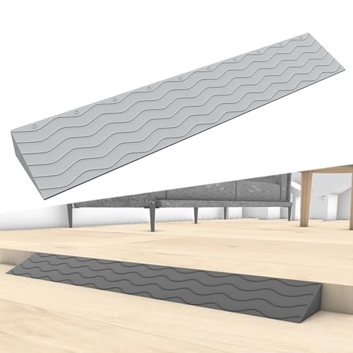 YLLSMGS Türschwellenrampe Rampe Rollstuhl Tragbare Rollstuhlrampe Übergangsrampe Bordsteinrampe rutschfest für Drinnen(Gray,99 * 12 * 5cm) von YLLSMGS