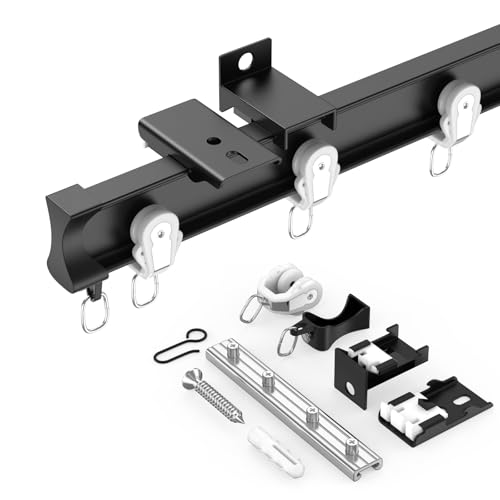 YLNANMI Flexible biegbare Aluminium-Vorhangschiene, Decken- oder Wandhalterung,10x40cm(400cm), Decken- und Wandhalterung, robuste Raumteiler, Gardinenschienen, Schwarz von YLNANMI