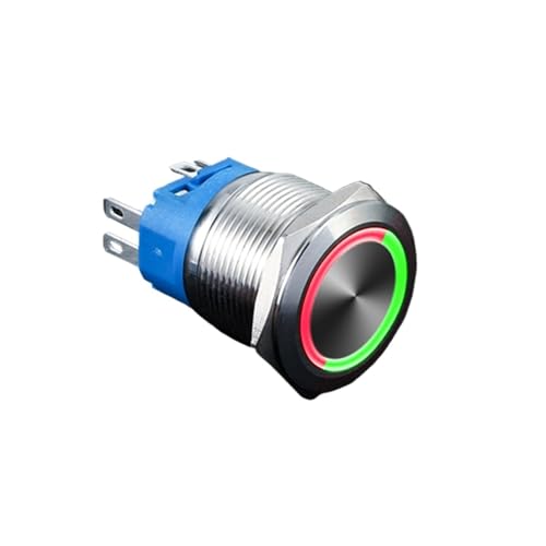 YLQUXEUV 16MM 19MM 22MM Double Colors LED Metal Push Button Switch Waterproof Lamp Doorbell Car Boat Momentary Latching 6V 12V 24V 220V(Red and Blue,22MM_110-240V) von YLQUXEUV