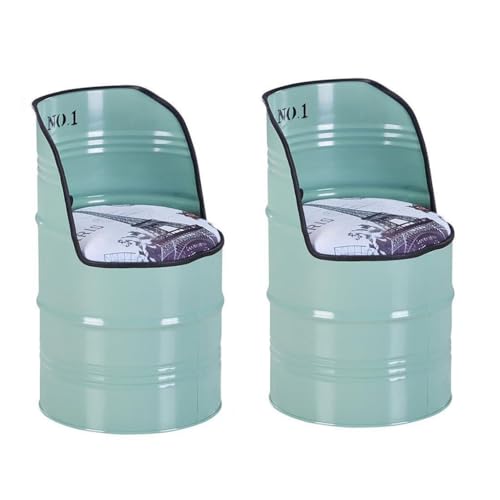 YLSHBHWY Barhocker in Fässerform aus Stahl mit Lederpolsterung - Braun - Schwarz, Ideal für Bar, Kücheninsel und Mehr!(Blu,A2) von YLSHBHWY