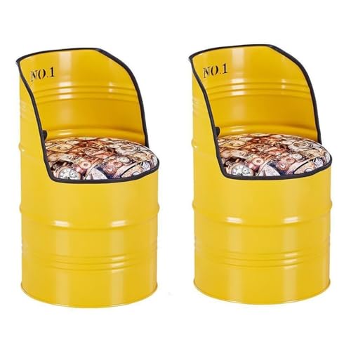 YLSHBHWY Barhocker in Fässerform aus Stahl mit Lederpolsterung - Braun - Schwarz, Ideal für Bar, Kücheninsel und Mehr!(Yellow,A2) von YLSHBHWY