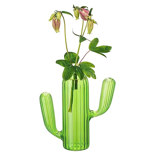 YLSZHY Dekorative Mini-Kaktus-Blumenvase aus Glas, Niedliche, Einzigartige Grüne Kaktus-Vase, Tischdekoration für Zuhause, Küche, Büro, Wohnzimmer, Akzentdekoration(#1) von YLSZHY