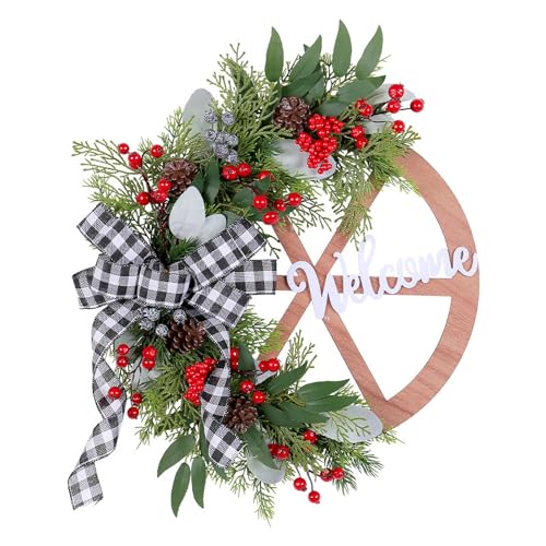 Künstlicher Weihnachtskranz, Schleifenknoten-Rad-Kranz für die Haustür, Simulationsblumen-Türaufhängung, Schaufenster-Layout, Rattan-Kreis, Weihnachtskollektion, Dekoration für Türwand(#1) von YLSZHY