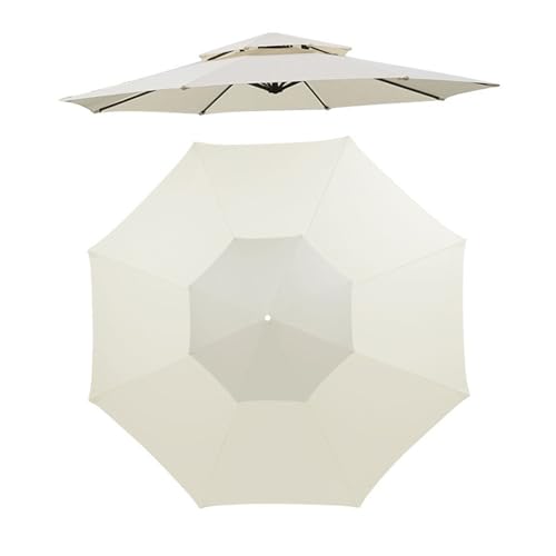 YLSZHY 8-Rippen-Doppeldach-Sonnenschirm für Terrasse, Versetztes Freitragendes Schirmdach Als Ersatz, Lichtbeständige Schirmabdeckung für Garten, Innenhof, Außenpool, Terrasse(2,7m weiß) von YLSZHY