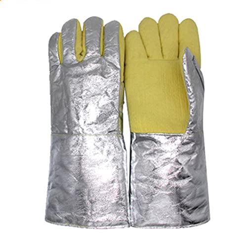 YLSZHY Hitze Beständige Handschuhe 500 Grad Isolierte Aluminium Folie Zurück Schweißen Handschuhe Aramid Dichtes Gewebtes Tuch Wasserdicht Langarm Grill Handschuhe für Küche Kochen Metallurgie Eisen von YLSZHY