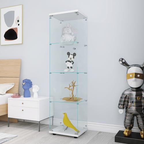 YLSZHY Vitrine aus Glas mit Tür und Schloss, abschließbare Vitrine mit 4 Ebenen, Sammlervitrine, unabhängiges Bücherregal für Wohnzimmer und Schlafzimmer, weiß YLSZHY Vitrine aus Glas mit Tür und Schloss, abschließbare Vitrine mit 4 Ebenen, Sammlervitrine, unabhängiges Bücherregal für Wohnzimmer und Schlafzimmer, weiß von YLSZHY