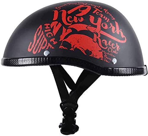 YLXD Retro Motorrad-Helm Halbhelme Brain-Cap Halbschale Jet-Helm Roller-Helm Scooter-Helm Retro Half Helm für Cruiser Chopper Biker Moped DOT/ECE-Zulassung E,55-60CM von YLXD