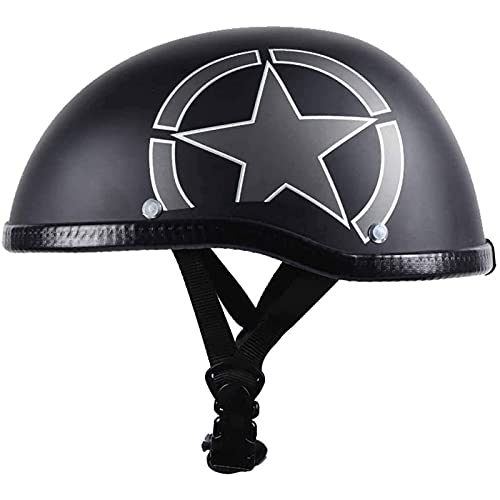 YLXD Retro Motorrad-Helm Halbhelme Brain-Cap Halbschale Jet-Helm Roller-Helm Scooter-Helm Retro Half Helm für Cruiser Chopper Biker Moped DOT/ECE-Zulassung H,55-60CM von YLXD
