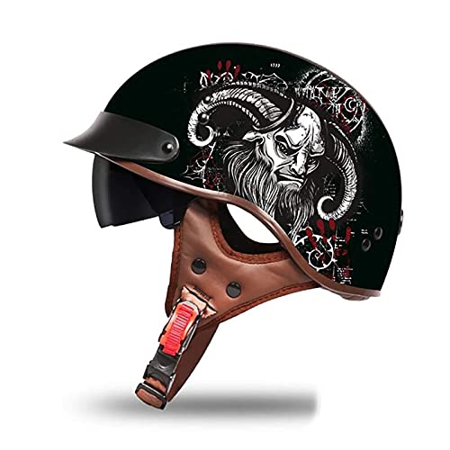 YLXD Retro Oldtimer Halbschale Jet-Helm Motorrad-Helm Brain-Cap Roller-Helm Motorrad-Helm Kühler Sommer Scooter-Helm Chopper Mofa Roller Helm ECE/DOT Zertifizierung E,XXL von YLXD