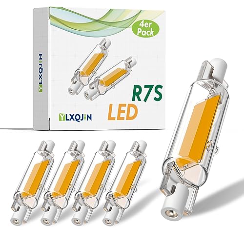 YLXQJIN R7S LED 78mm Dimmbar Glühbirne, 10W LED R7S 78mm COB Birne, R7S LED Bulbs Ersetzt 80W R7S Halogen Leuchtmittel (4PCS, Warm White) von YLXQJIN