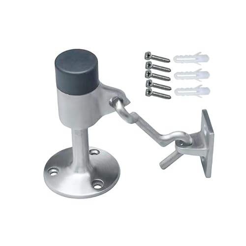 304 Edelstahl-Türstopper, Kollisionsschutz mit Haken, Doppelzweck-Positionierer, Marine-Türoberseite, mit schalldämpfendem Gummi-Türstopper (silberfarbenes Modell) von YLXSS