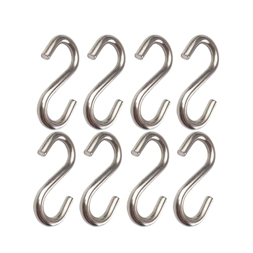 YLXSS Robuster S-Haken aus 304 Edelstahl, 6/63,5 cm, solide S-Stangen-Kupplung, Küchengeschirr, Querstangen-Haken, S-Anhängerkupplung (Durchmesser: 6 mm, 8 Stück) von YLXSS