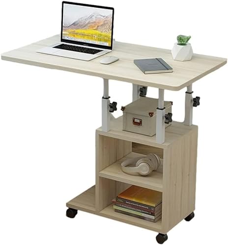 YLXYLX Höhenverstellbarer Laptop-Schreibtisch, minimalistischer Büroschreibtisch, Schreibtisch für Heimstudenten, Schlafzimmer-Beistelltisch mit Rollen von YLXYLX