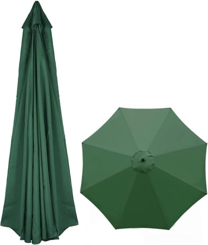Ersatzbezug für Sonnenschirm,6/8 Streben Terrassenschirm Bespannung Stoffbezug Outdoor Markt Tisch Schirm Baldachin Ersatz Stoff Wasserdichtes UV-Schutz Tuch(Green,6 RIBS: 280CM/9.1FT) von YLZBA