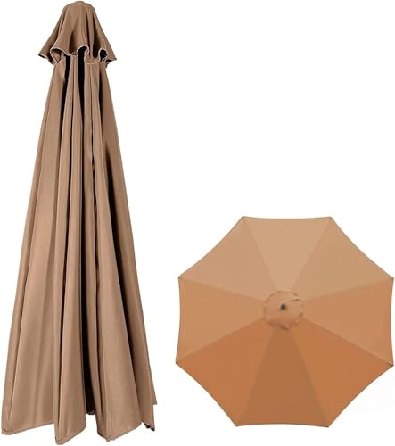 Ersatzbezug für Sonnenschirm,6/8 Streben Terrassenschirm Bespannung Stoffbezug Outdoor Markt Tisch Schirm Baldachin Ersatz Stoff Wasserdichtes UV-Schutz Tuch(Khaki,6 RIBS: 200CM/6.5FT) von YLZBA