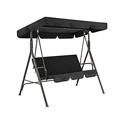 Ersatzverdeck Hollywoodschaukel,Ersatzbezug Sonnendach Schaukel Dach Wasserdicht Anti-UV Hollywoodschaukel Dachplane für Garten/Terrasse(Black,195*125*15cm) von YLZBA