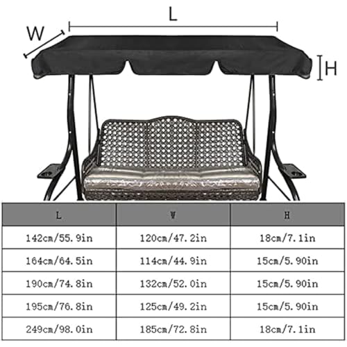 Hollywoodschaukel Dachbezug, Sonnendach für Hollywoodschaukel 210D Oxford Wasserdicht Dach Hollywoodschaukel Ersatzdach Gartenschaukel(Beige,164*114*15cm) von YLZBA