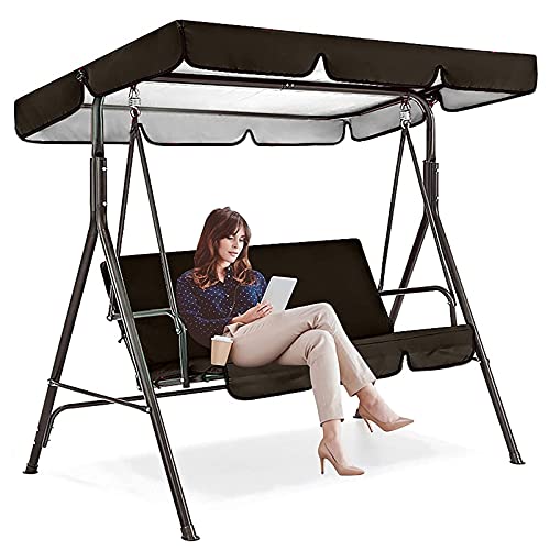 Hollywoodschaukel Dachbezug, Sonnendach für Hollywoodschaukel 210D Oxford Wasserdicht Dach Hollywoodschaukel Ersatzdach Gartenschaukel(Black,142*120*18cm) von YLZBA