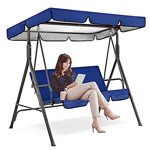 Hollywoodschaukel Dachbezug, Sonnendach für Hollywoodschaukel 210D Oxford Wasserdicht Dach Hollywoodschaukel Ersatzdach Gartenschaukel(Blue,142*120*18cm) von YLZBA