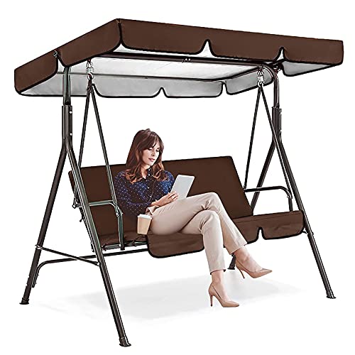 Hollywoodschaukel Dachbezug, Sonnendach für Hollywoodschaukel 210D Oxford Wasserdicht Dach Hollywoodschaukel Ersatzdach Gartenschaukel(Brown,164*114*15cm) von YLZBA