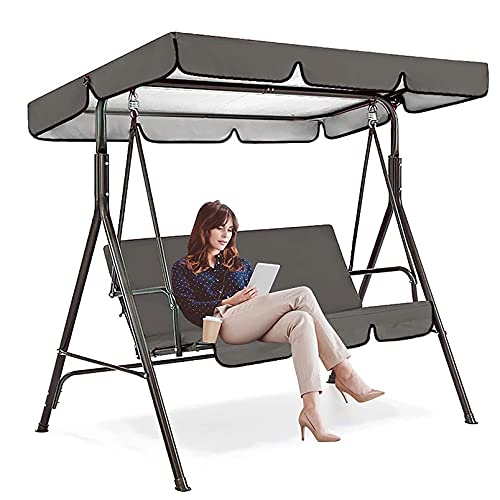 Hollywoodschaukel Dachbezug, Sonnendach für Hollywoodschaukel 210D Oxford Wasserdicht Dach Hollywoodschaukel Ersatzdach Gartenschaukel(Gray,249*185*18cm) von YLZBA