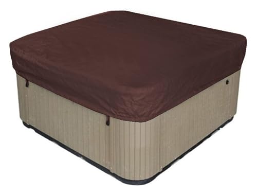 Quadrat Allwetter Garten Whirlpool Abdeckun, Outdoor-SPA-Abdeckungen, UV-beständige Und Whirlpool-Umrandung, Pool-Abdeckungen, Tragbarer Spa-Sicherheitsschutz(Brown,210 * 210 * 30cm) von YLZBA
