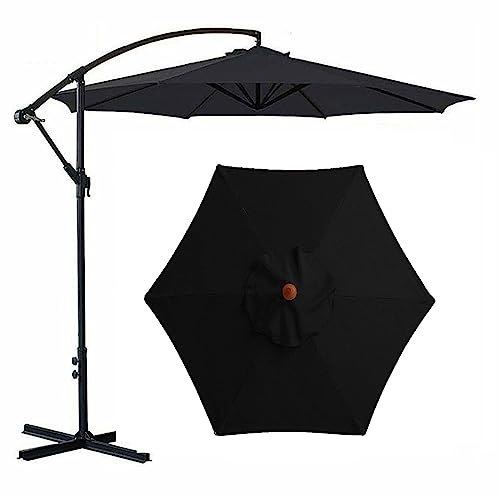 Sonnenschirm Ersatzbezug 3.0m 6/8 Streben,Wasserdicht Anti-Ultraviolett Regenschirm Ersatzstoff Schirm Ersatz for freischwingenden Sonnenschirm, Hinterhof, Pool(Black,2M/6.56Ft) von YLZBA