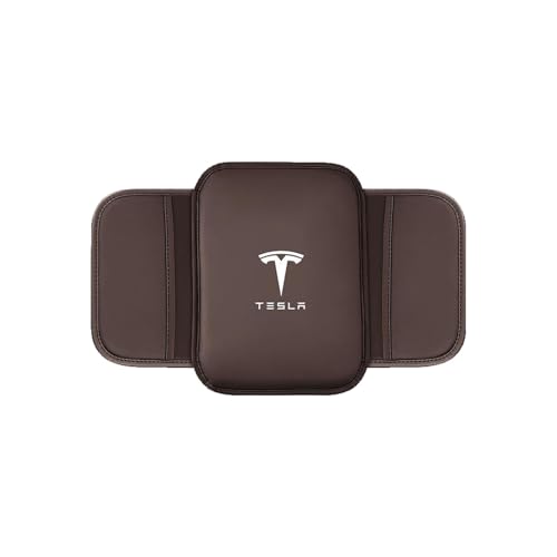 YLZFKGLQ Auto Mittelkonsolenpolster, für Tesla Model S Plaid X 2012~2023 2015 Leder Auto Armlehnenkissen Memory Schaumstoff Armlehne Abdeckung Kissen mit Organizer Taschen,C von YLZFKGLQ