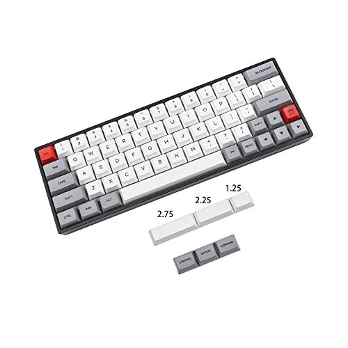 YMDK 64 ANSI Dye Sub Pink Weiß Grau Weiß Tastensatz PBT Tastenkappe für MX Switches 64 Tastatur GK64 GK64x GK64xs DZ60 (nur Tastenkappe) (Grau, Weiß, Rot) von YMDK