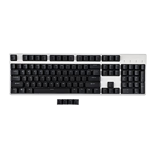 YMDK Schwarz Weiß Kirschprofil PBT Double Shot 104 108 Top Print Shine Through Translucent Backlit Tastenkappe für MX Mechanische Tastatur (nur Tastatur) (Cherry Profile Black) von YMDK