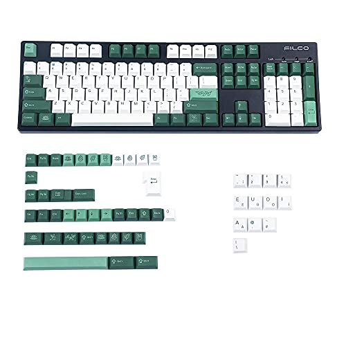 Deutsch Französisch Italienisch Spanien UK ISO Botanical Dye Sub-Tastenkappen Dickes PBT Cherry Profil Tastenkappen-Set für QWERTZ AZERTY MX Tastatur (nur Tastenkappen) (UK ISO-Tastenkappen) von YMDK