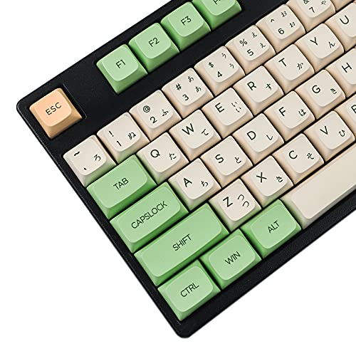 YMDK Retro ZDA PBT Niedliche japanische Tastenkappen ähnlich XDA Keycap Dye Sub für MX Split Keyboard 104 87 GK61 Melody 96 KBD75 ID80 GK64 Tada68 (nur Tastenkappe) (Retro Japanisches Kit 3.0) von YMDK